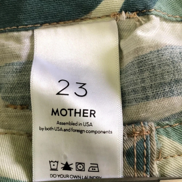 Mother Blue Green Camo The Shaker Chop Crop Pants Size 23 Raw-Edge Hem M… - Picture 10 of 10